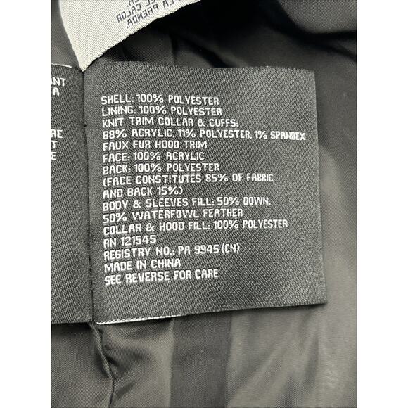 London Fog Tower Faux Fur Hood Down Puffer Coat Jacket Women’s Size XL Black - Picture 14 of 15